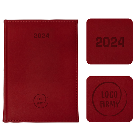 Kalendarz Książkowy A4 Dzienny Velour Czerwony A838