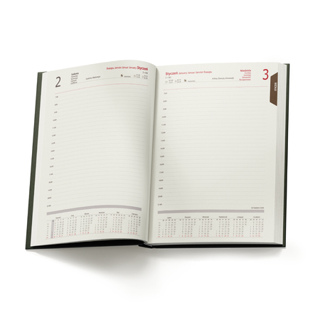 Kalendarz Książkowy A5 Dzienny Nebraska 416 stron Zielony A299