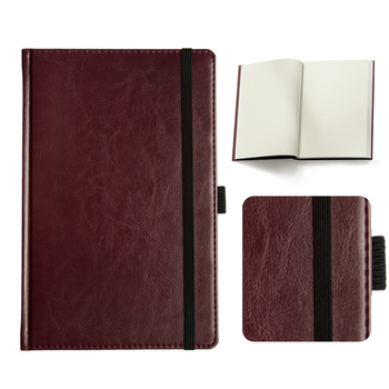 Notes Książkowy A5 KROPKI Nebraska z gumką Bordowy B459