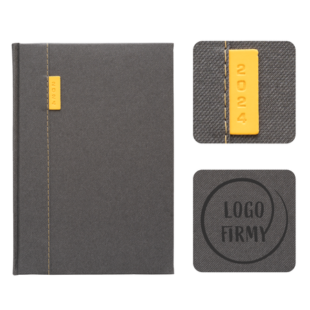 Kalendarz Książkowy A5 Dzienny Parti Grafit z Żółtym