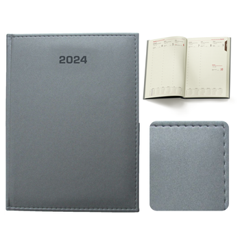 Kalendarz Książkowy B5 Tygodniowy Velour Srebrny F494/M