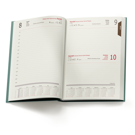 Kalendarz Książkowy A5 Dzienny Cork Zielony F270