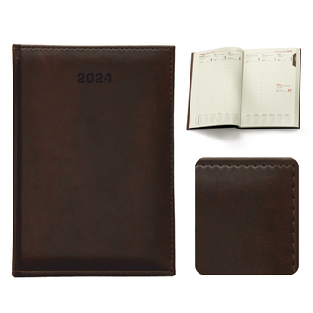 Kalendarz Książkowy A4 Tygodniowy Nebraska Brązowy Ciemny D556