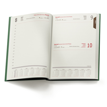 Kalendarz Książkowy A5 Dzienny Caprice Zielony