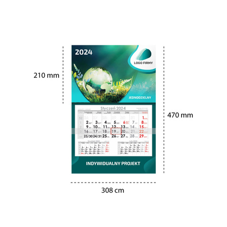 Kalendarz Jednodzielny LUX Główka Wypukła Folia Mat + UV