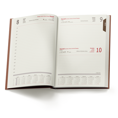 Kalendarz Książkowy A5 Dzienny Cork Brązowy Ciemny F265