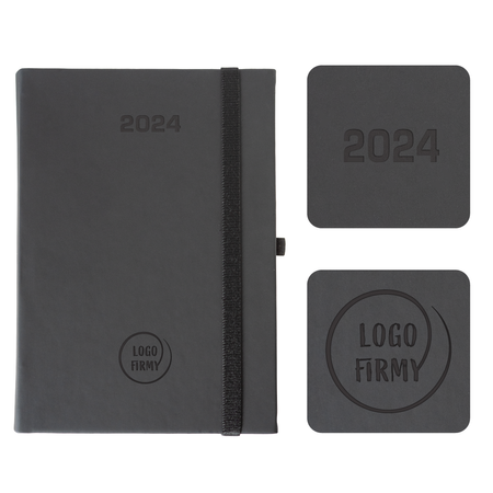 Kalendarz Książkowy A5 Dzienny Vellutino z Gumką Czarny/Nero