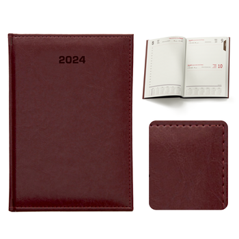 Kalendarz Książkowy A4 Dzienny Nebraska Bordowy B459