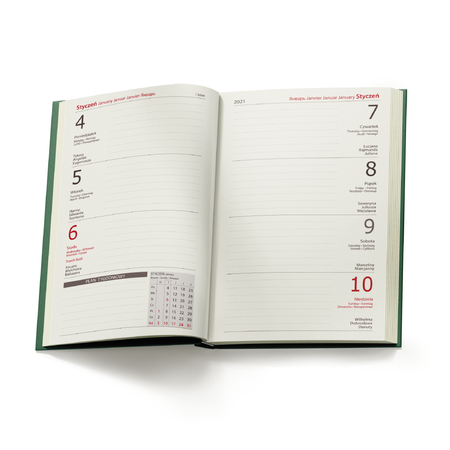 Kalendarz Książkowy A6 Tygodniowy Nebraska Zielony Jasny A224