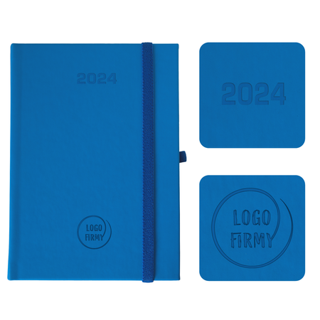 Kalendarz Książkowy A5 Dzienny Vellutino z Gumką Niebieski Jasny F960