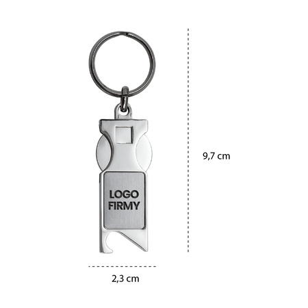 Brelok metalowy z otwieraczem i żetonem