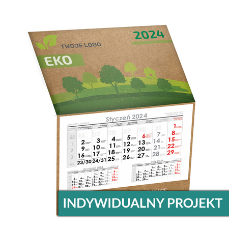 Kalendarz Jednodzielny ECO Główka Płaska Białe Kalendarium