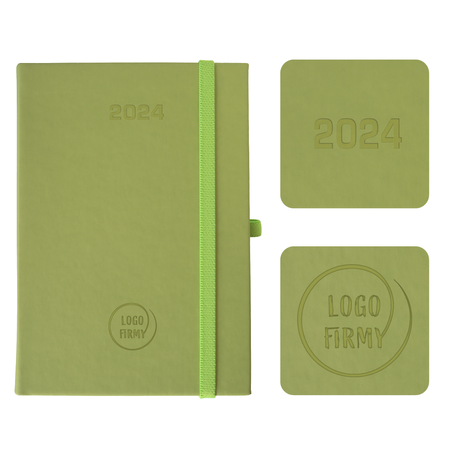 Kalendarz Książkowy A5 Dzienny Vellutino z Gumką Oliwkowy F976