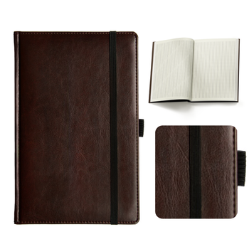 Notes Książkowy A5 KRATKA Nebraska z gumką Brązowy Ciemny D556