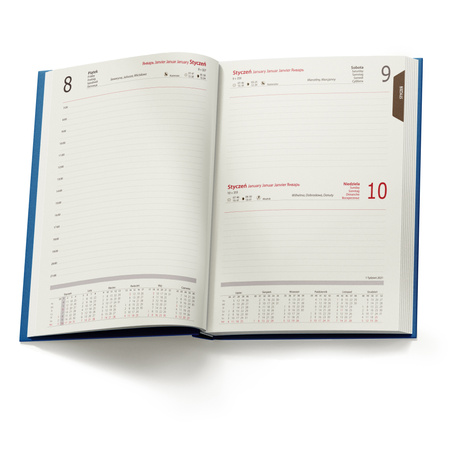 Kalendarz Książkowy A5 Dzienny Passo Niebieski z Żółtym