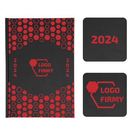 Kalendarz Książkowy A5 Dzienny Majestic Laser Czarny z Czerwonym