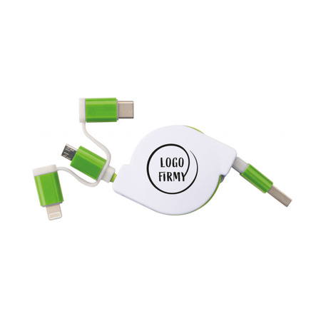 Kabel rozwijany do ładowania 3 końcówki