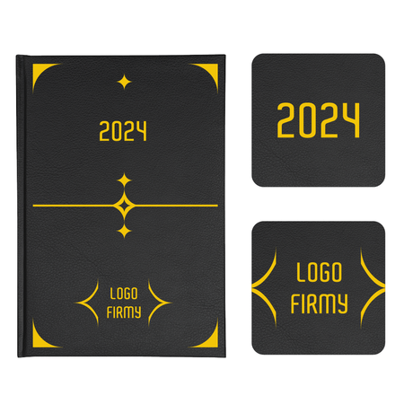 Kalendarz Książkowy A5 Dzienny Majestic Laser Czarny z Żółtym