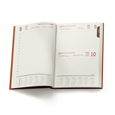 Kalendarz Książkowy B6 Dzienny Baladek Brązowy Jasny