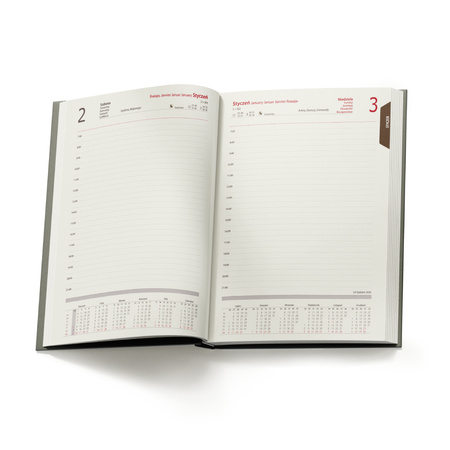 Kalendarz Książkowy A4 Dzienny Nebraska 416 stron Grafitowy D135/M