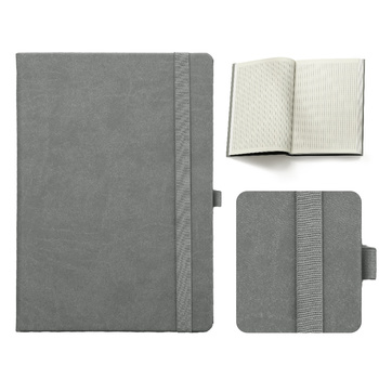 Notes Książkowy A5 KRATKA Vivella z gumką Szary E482