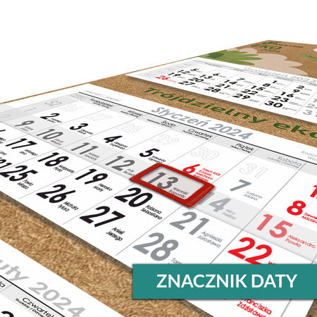 Kalendarz Trójdzielny EKOLOGICZNY BIAŁY Główka Płaska
