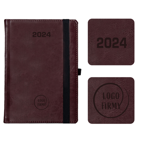 Kalendarz Książkowy A5 Tygodniowy Nebraska z gumką Bordowy B459