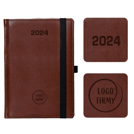 Kalendarz Książkowy A5 Tygodniowy Nebraska z gumką Brązowy A220