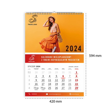 Kalendarz Ścienny Wieloplanszowy A2 Kart 13