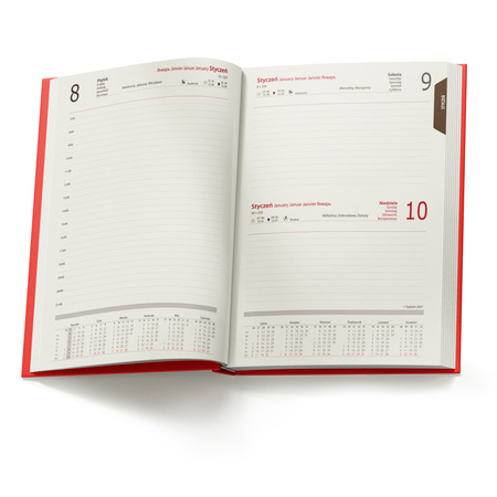 Kalendarz Książkowy A5 Dzienny Gaja Czerwony