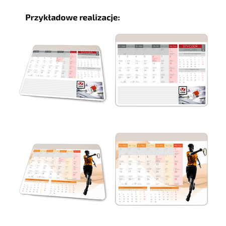 Podkładka pod myszkę Prostokątna z kalendarzem