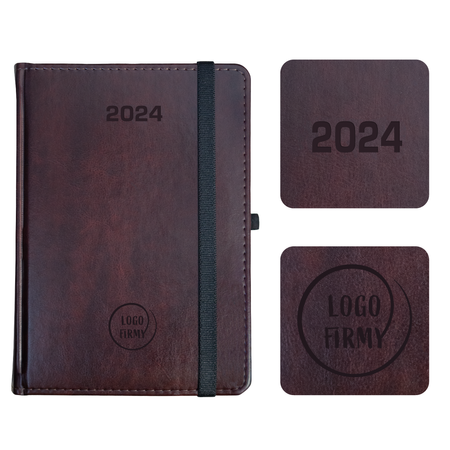 Kalendarz Książkowy A5 Tygodniowy Nebraska z gumką Brązowy Ciemny D556