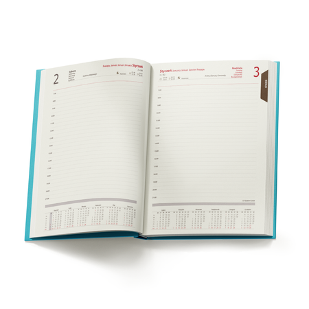 Kalendarz Książkowy A4 Dzienny Nebraska 416 stron Turkusowy D156