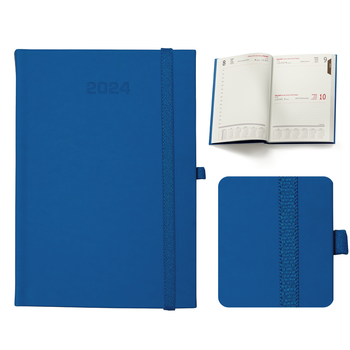 Kalendarz Książkowy A5 Dzienny Vellutino z Gumką Niebieski F961