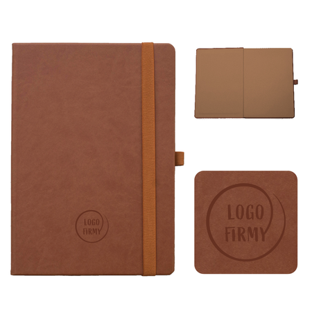 Notes Książkowy A5 KRATKA Vivella z gumką Brązowy Jasny 4714