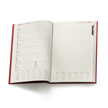 Kalendarz Książkowy A4 Tygodniowo-Notesowy Nebraska Czerwony A222