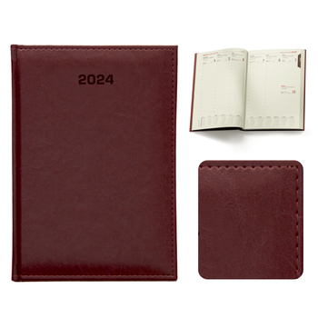 Kalendarz Książkowy A4 Tygodniowy Nebraska Bordowy B459