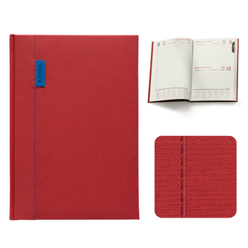 Kalendarz Książkowy A5 Dzienny Parti Czerwony z Niebieskim