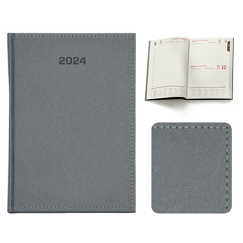 Kalendarz Książkowy A5 Dzienny Denim Popielaty E390