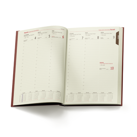 Kalendarz Książkowy B5 Tygodniowy Nebraska Bordowy B459