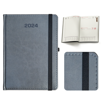 Kalendarz Książkowy A5 Dzienny Nebraska z gumką Grafitowy D135/M