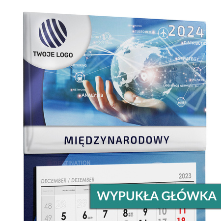 Kalendarz Trójdzielny MIĘDZYNARODOWY Główka Wypukła Folia Soft Touch + UV