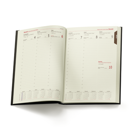 Kalendarz Książkowy A5 Tygodniowy Nebraska z gumką Czarny/Nero