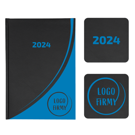 Kalendarz Książkowy A5 Dzienny Majestic Laser Czarny z Niebieskim