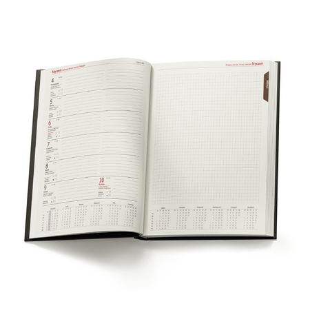 Kalendarz Książkowy A4 Tygodniowo-Notesowy Nebraska Czarny/Nero