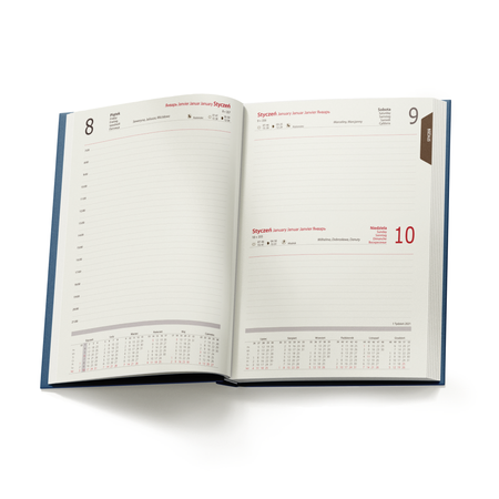 Kalendarz Książkowy B5 Dzienny Velour Granatowy A841