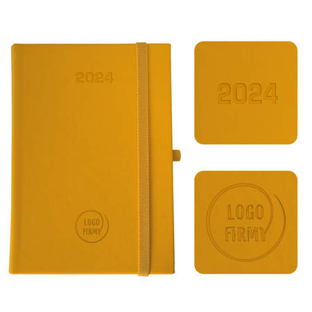 Kalendarz Książkowy A5 Dzienny Vellutino z Gumką Żółty E972