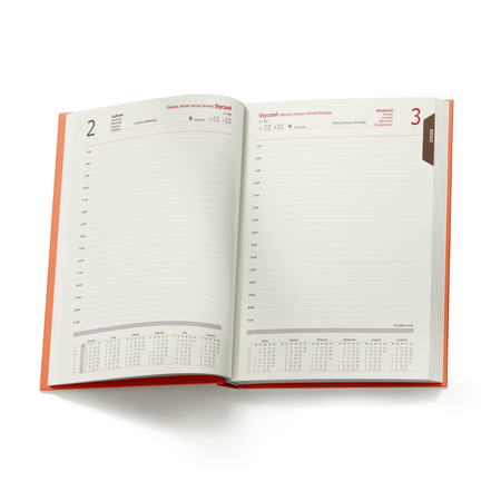 Kalendarz Książkowy A5 Dzienny Nebraska 416 stron Pomarańczowy A837