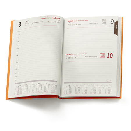 Kalendarz Książkowy A5 Dzienny Madera Pomarańczowy