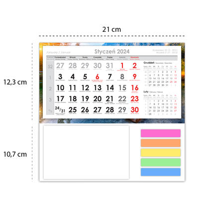 Kalendarz Biurkowy LUX Piramidka Notes Znaczniki Duże Indywidualne Kalendarium